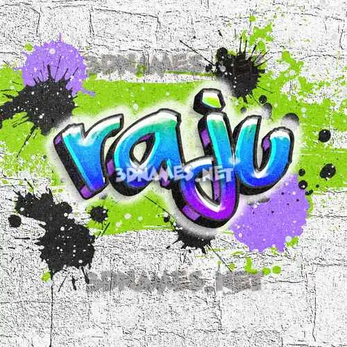 raju in Graffiti Grunge style - 3D name wallpaper