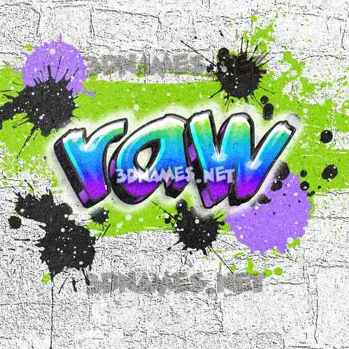 raw in Graffiti Grunge style - 3D name wallpaper