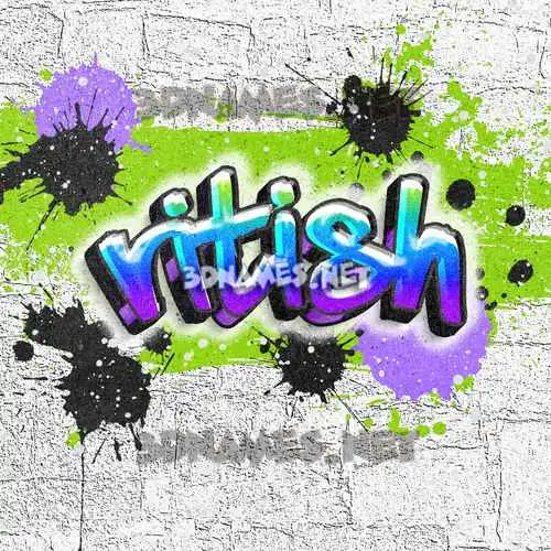 ritish in Graffiti Grunge style - 3D name wallpaper