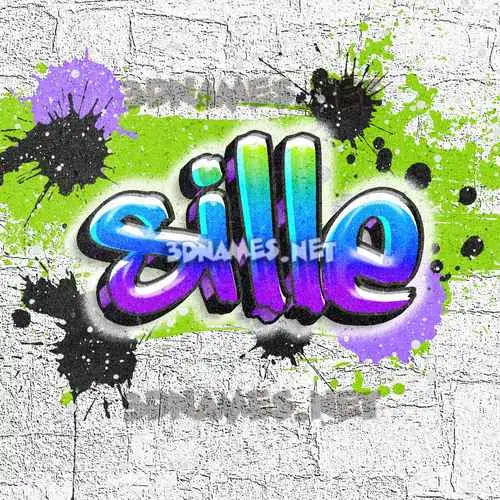 sille in Graffiti Grunge style - 3D name wallpaper