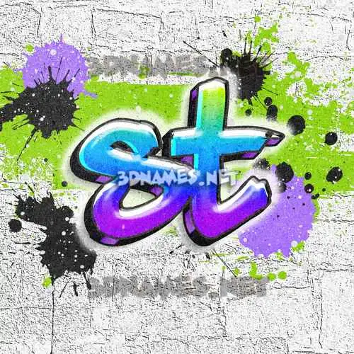 st in Graffiti Grunge style - 3D name wallpaper