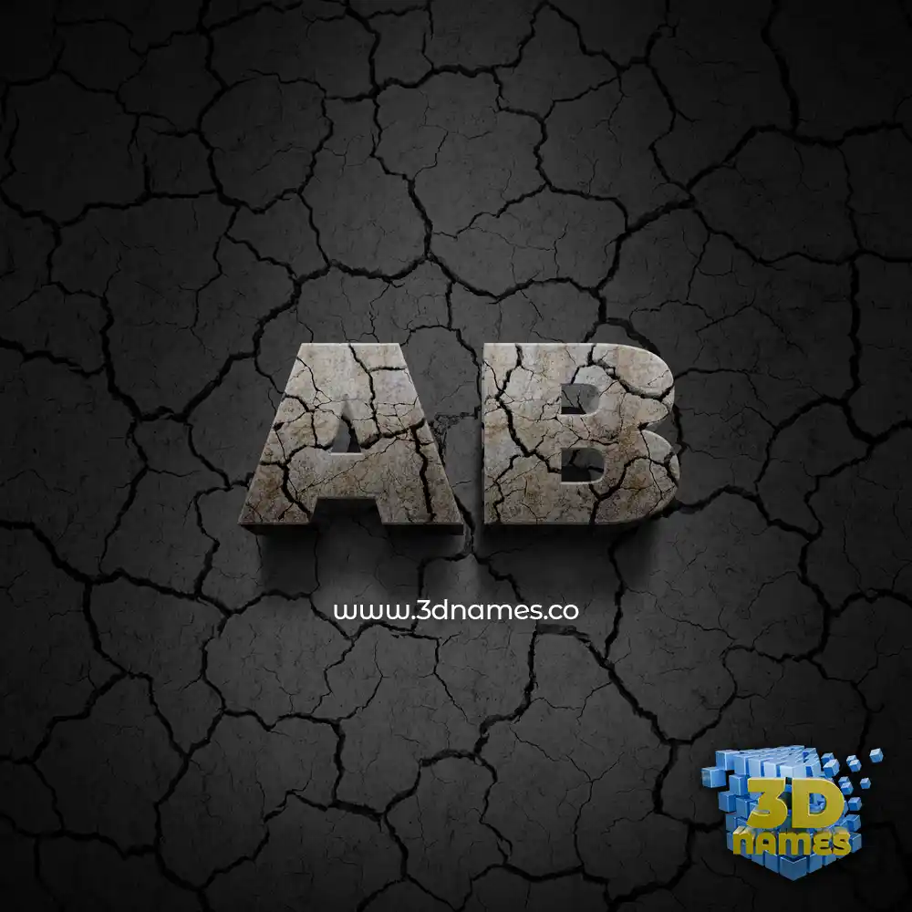 ab in Cracked Stone style - 3D name wallpaper