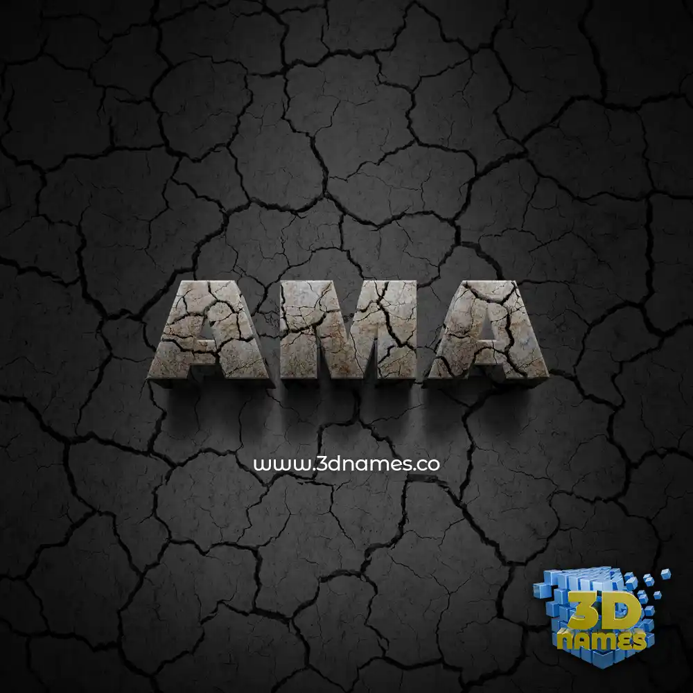 ama in Cracked Stone style - 3D name wallpaper