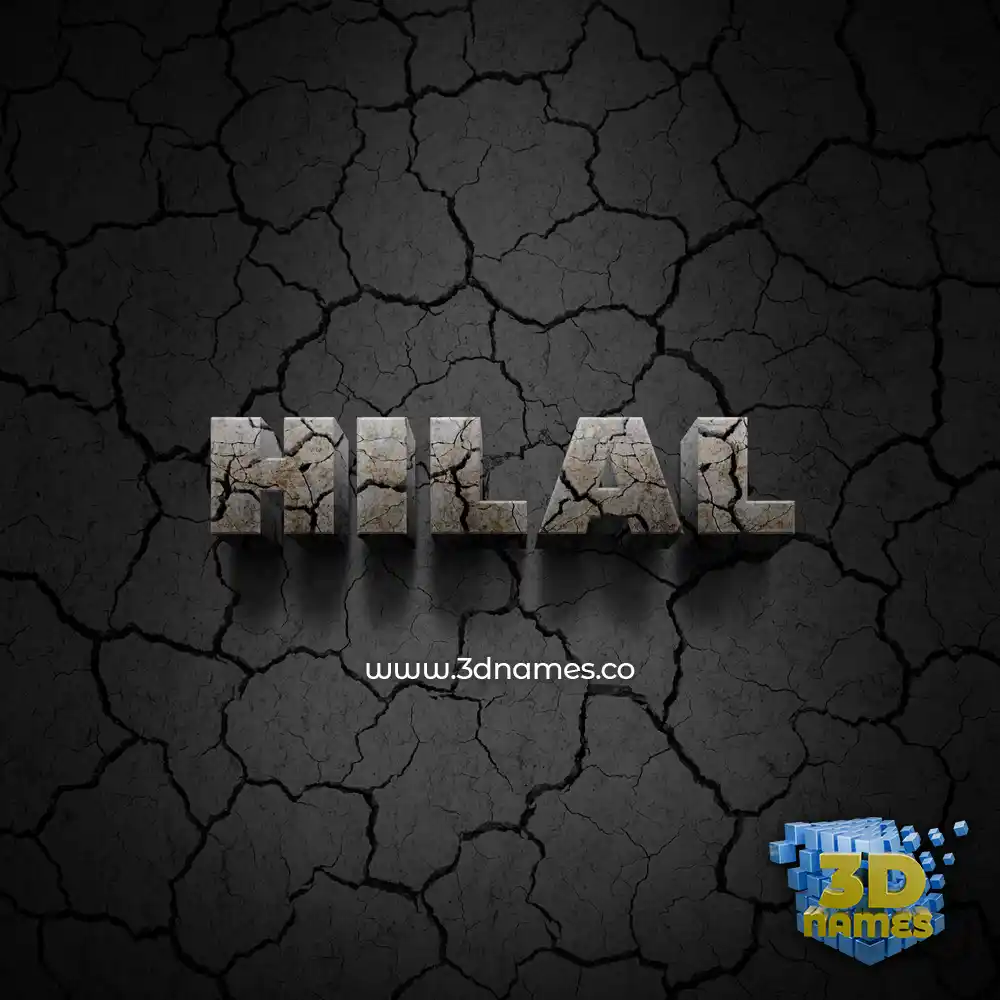 hilal in Cracked Stone style - 3D name wallpaper hilal in Cracked Stone style - 3D name wallpaper