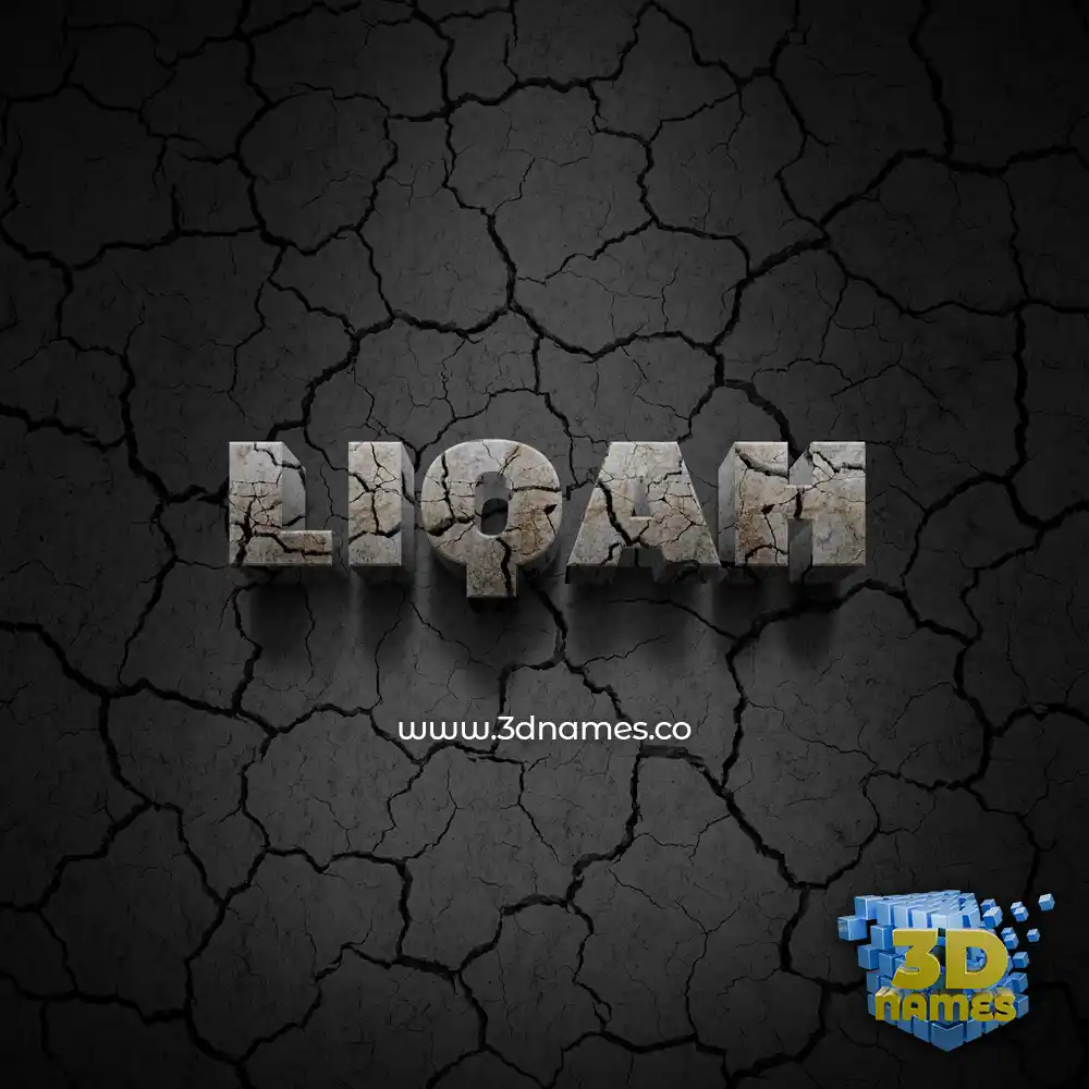 liqah in Cracked Stone style - 3D name wallpaper