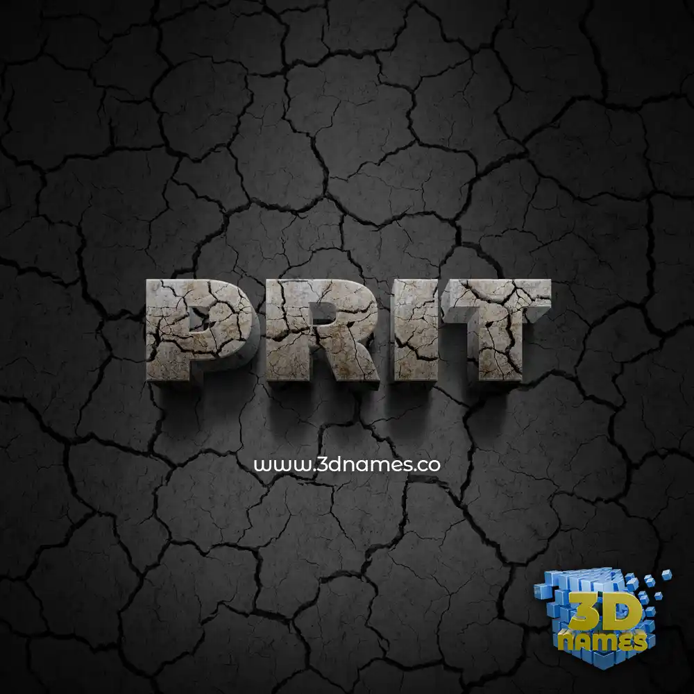 prit in Cracked Stone style - 3D name wallpaper