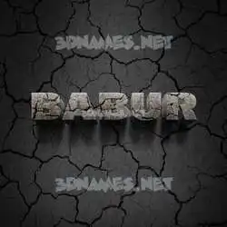 babur in Cracked Stone style - 3D name wallpaper