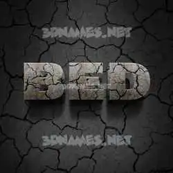 bed in Cracked Stone style - 3D name wallpaper