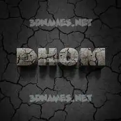 dhom in Cracked Stone style - 3D name wallpaper