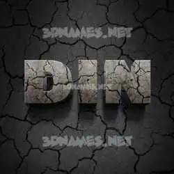 din in Cracked Stone style - 3D name wallpaper