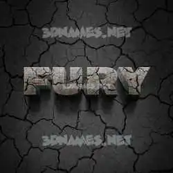 fury in Cracked Stone style - 3D name wallpaper