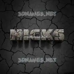 hicks in Cracked Stone style - 3D name wallpaper