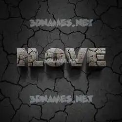 ilove in Cracked Stone style - 3D name wallpaper
