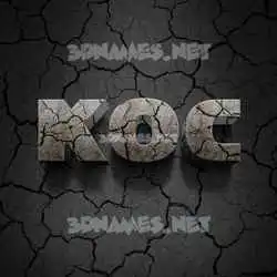 koc in Cracked Stone style - 3D name wallpaper