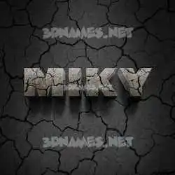 miky in Cracked Stone style - 3D name wallpaper