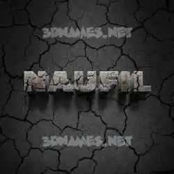 naufil in Cracked Stone style - 3D name wallpaper