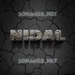 nidal in Cracked Stone style - 3D name wallpaper