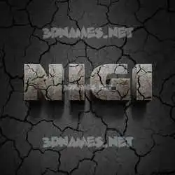 nigi in Cracked Stone style - 3D name wallpaper