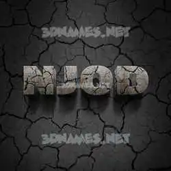 njod in Cracked Stone style - 3D name wallpaper