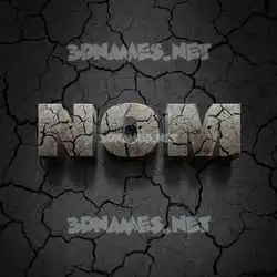 nom in Cracked Stone style - 3D name wallpaper