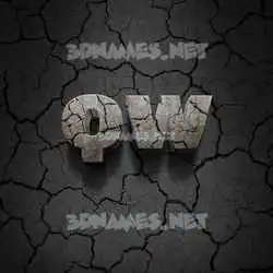 qw in Cracked Stone style - 3D name wallpaper