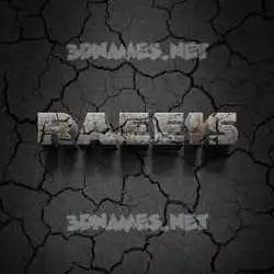 raeeis in Cracked Stone style - 3D name wallpaper