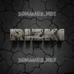rizki in Cracked Stone style - 3D name wallpaper