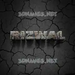 rizwal in Cracked Stone style - 3D name wallpaper