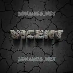 vicent in Cracked Stone style - 3D name wallpaper