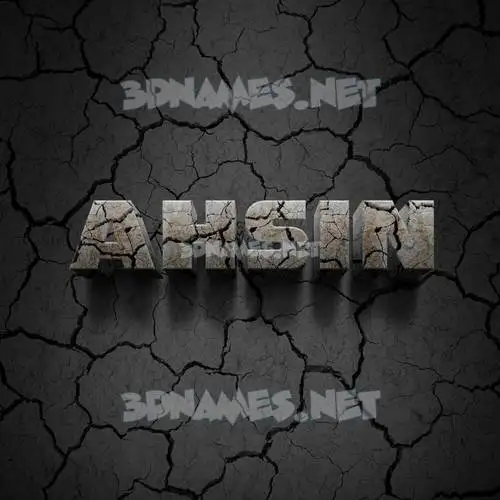 ahsin in Cracked Stone style - 3D name wallpaper
