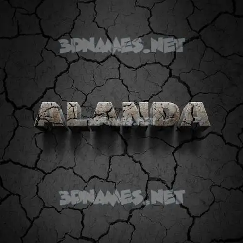 alanda in Cracked Stone style - 3D name wallpaper