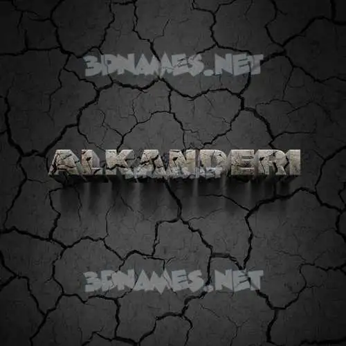alkanderi in Cracked Stone style - 3D name wallpaper