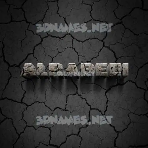 alrabeei in Cracked Stone style - 3D name wallpaper