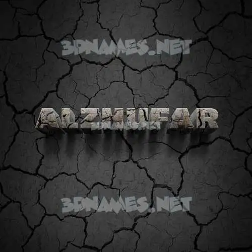 alzhufar in Cracked Stone style - 3D name wallpaper