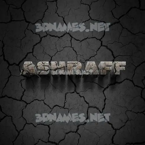ashraff in Cracked Stone style - 3D name wallpaper
