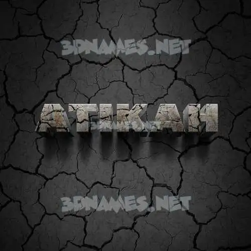 atikah in Cracked Stone style - 3D name wallpaper
