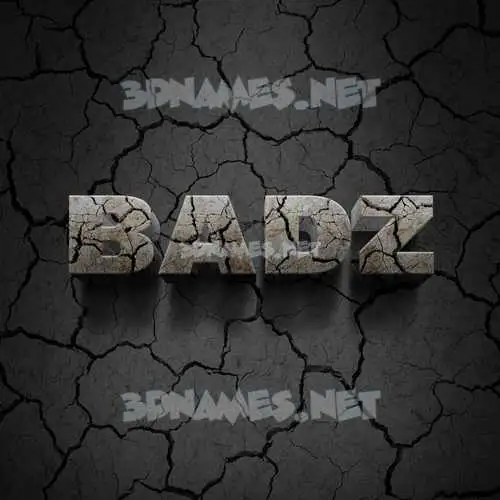 badz in Cracked Stone style - 3D name wallpaper