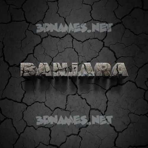 banjara in Cracked Stone style - 3D name wallpaper