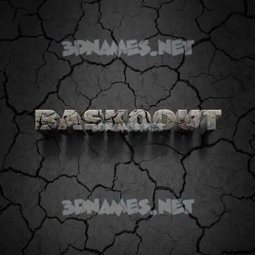 baskoout in Cracked Stone style - 3D name wallpaper