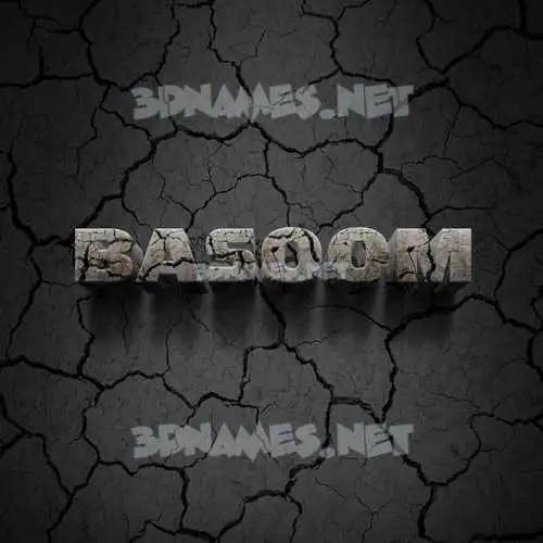 basoom in Cracked Stone style - 3D name wallpaper