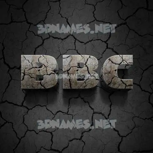 bbc in Cracked Stone style - 3D name wallpaper