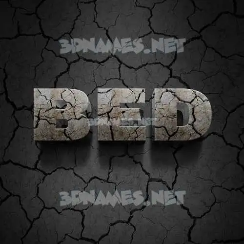 bed in Cracked Stone style - 3D name wallpaper bed in Cracked Stone style - 3D name wallpaper