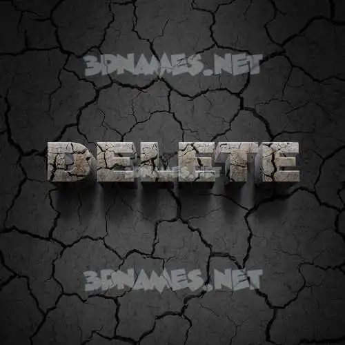 delete in Cracked Stone style - 3D name wallpaper