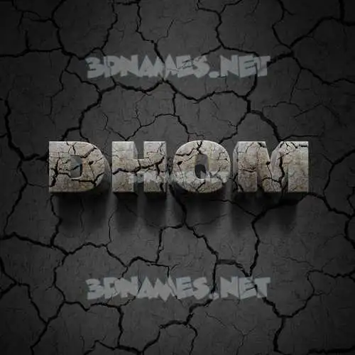 dhom in Cracked Stone style - 3D name wallpaper