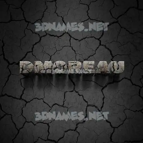 dmoreau in Cracked Stone style - 3D name wallpaper
