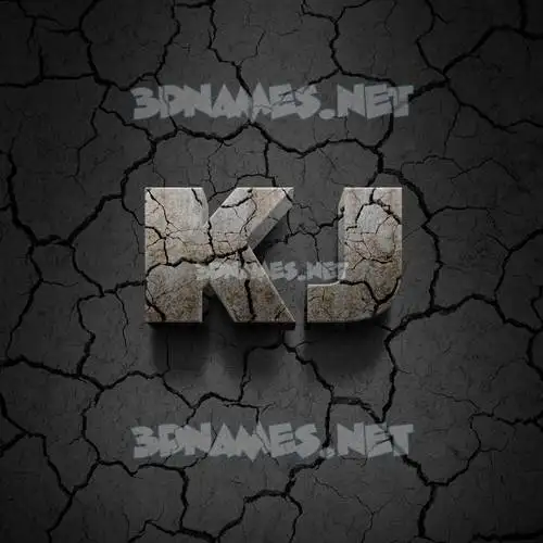 kj in Cracked Stone style - 3D name wallpaper