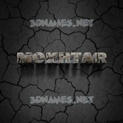 mokhtar in Cracked Stone style - 3D name wallpaper