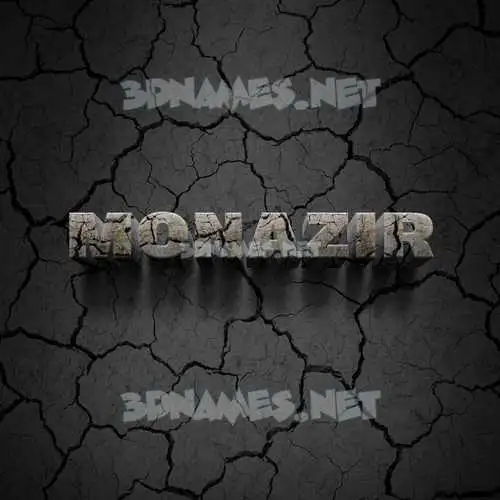 monazir in Cracked Stone style - 3D name wallpaper