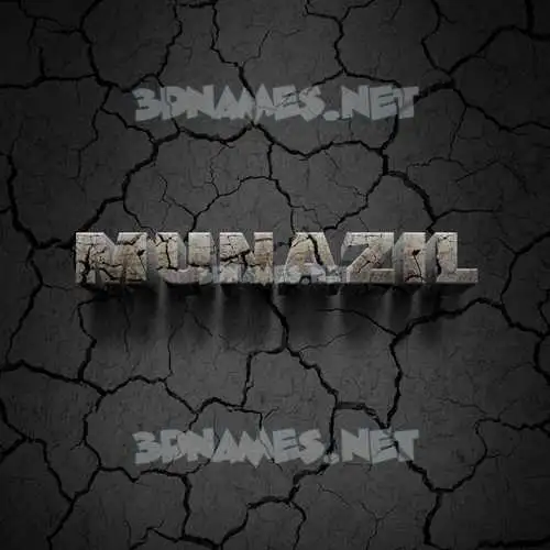 munazil in Cracked Stone style - 3D name wallpaper