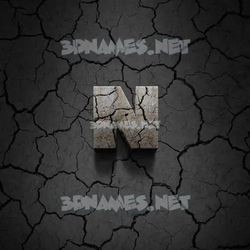 n in Cracked Stone style - 3D name wallpaper